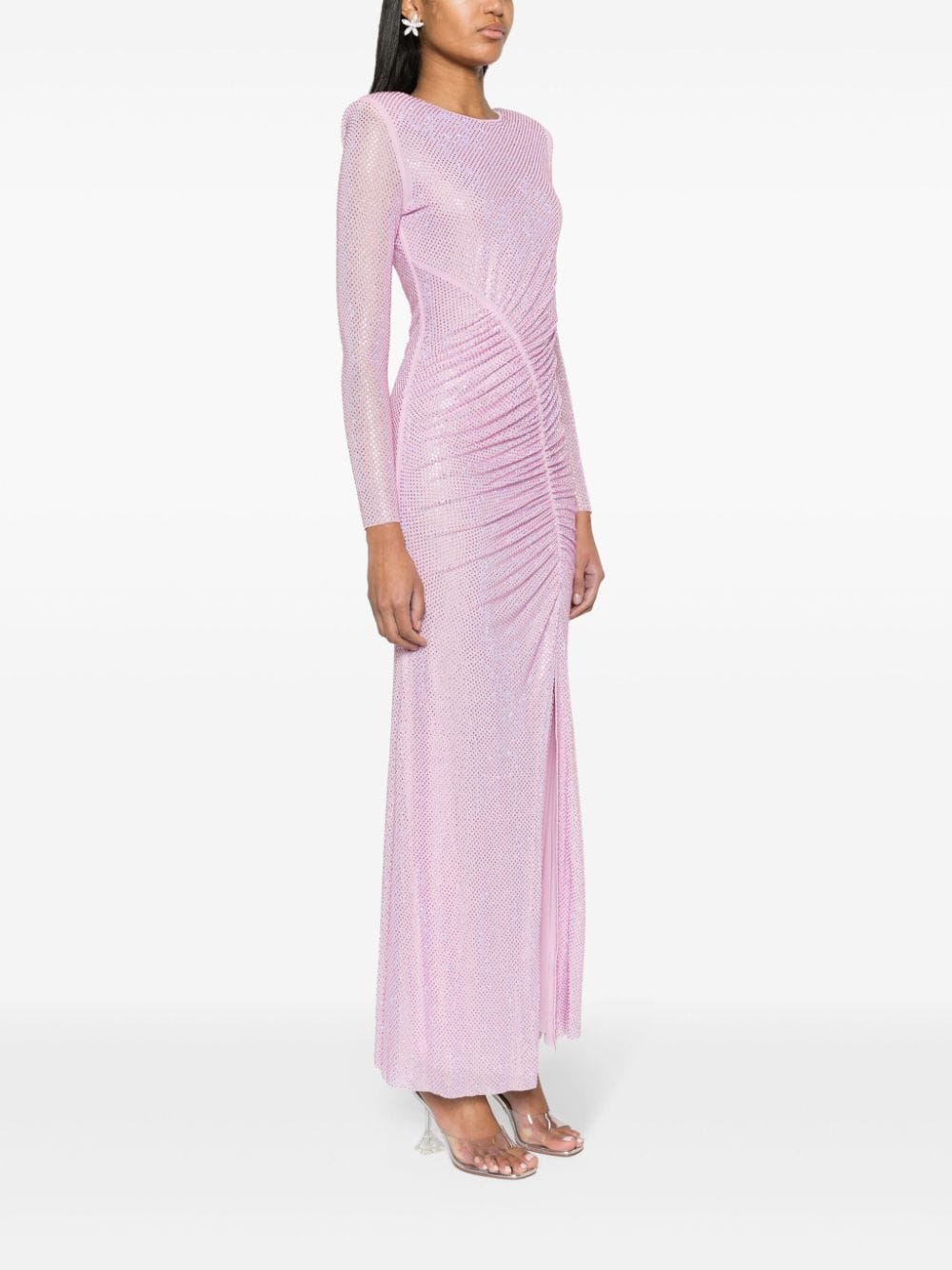 SELF PORTRAIT Rhinestone Mesh Maxi Dress