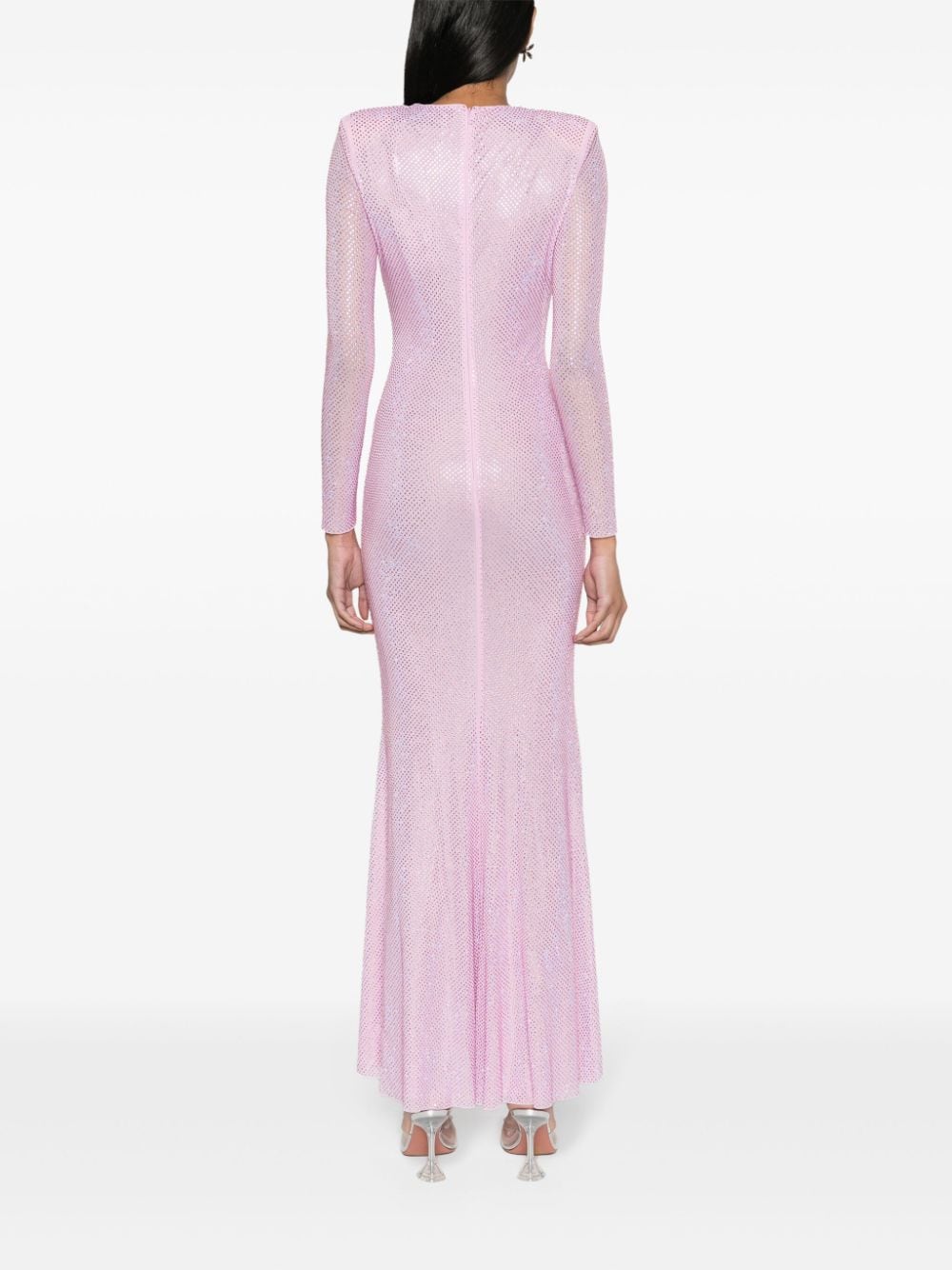 SELF PORTRAIT Rhinestone Mesh Maxi Dress