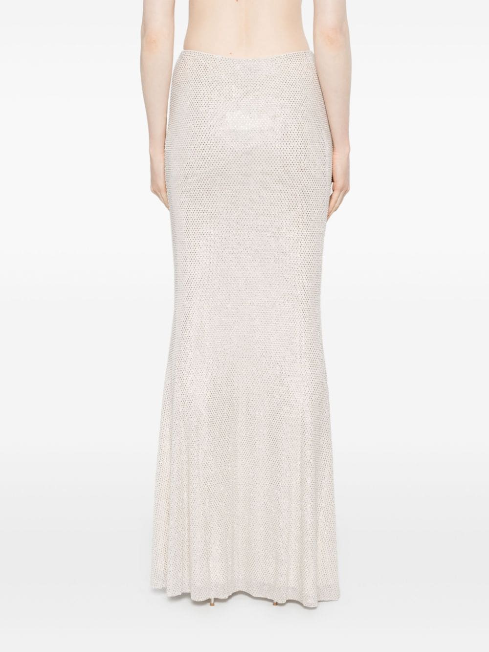 SELF PORTRAIT Rhinestone Mesh Maxi Skirt