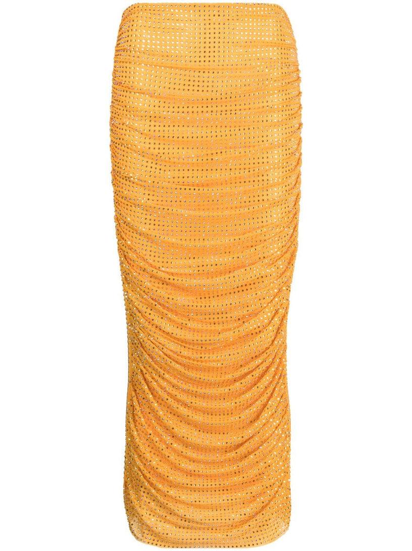 SELF PORTRAIT Rhinestone mesh midi skirt