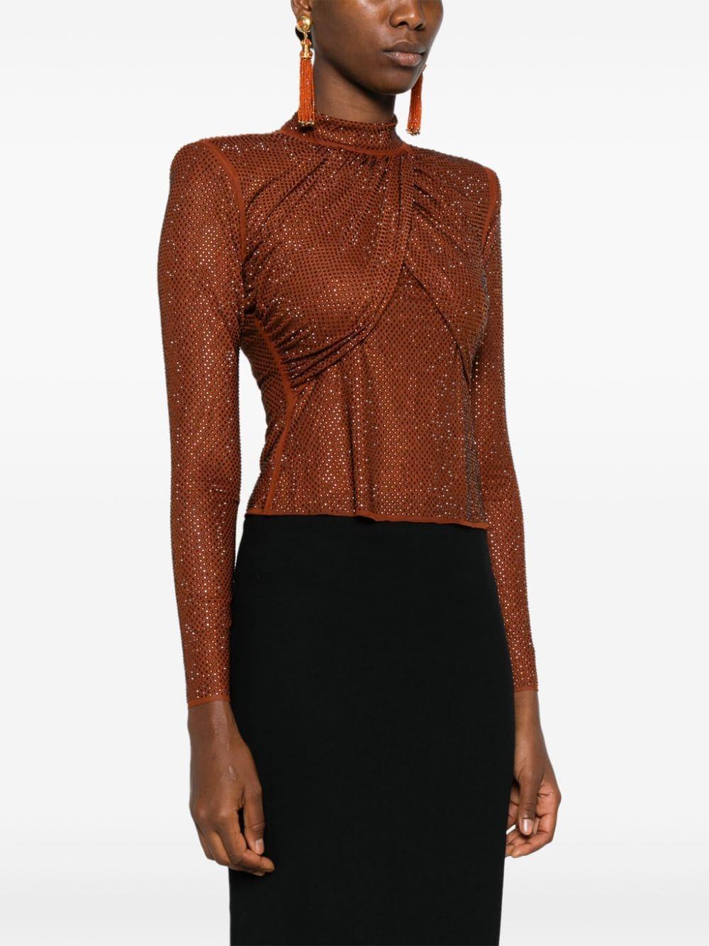 SELF PORTRAIT Rhinestone Mesh Top