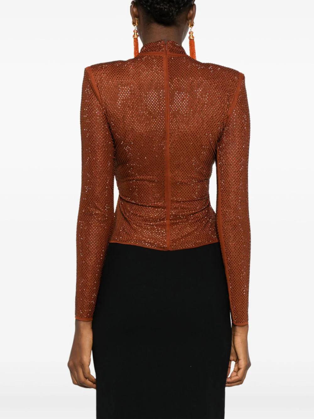 SELF PORTRAIT Rhinestone Mesh Top