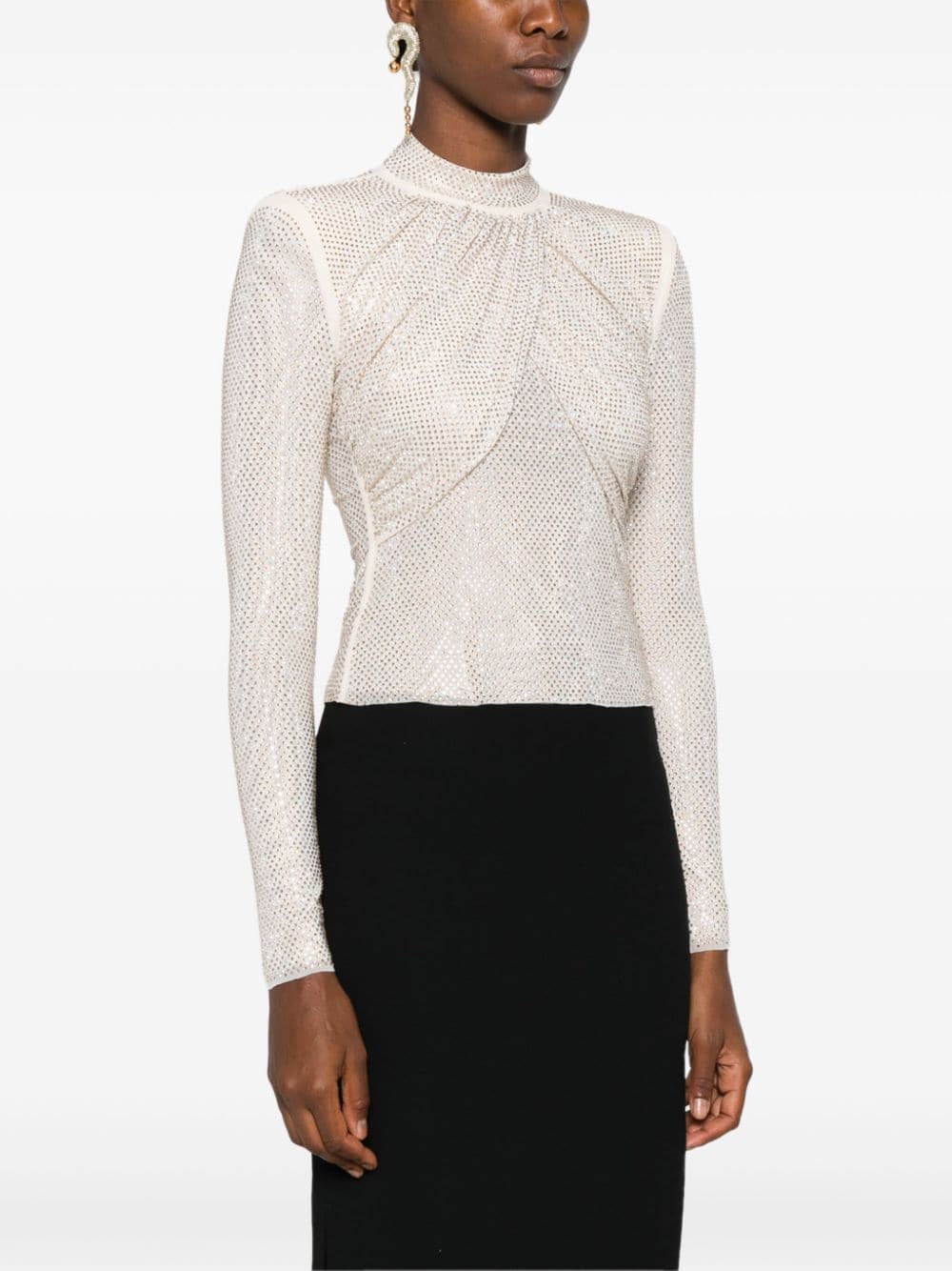 SELF PORTRAIT Rhinestone Mesh Top