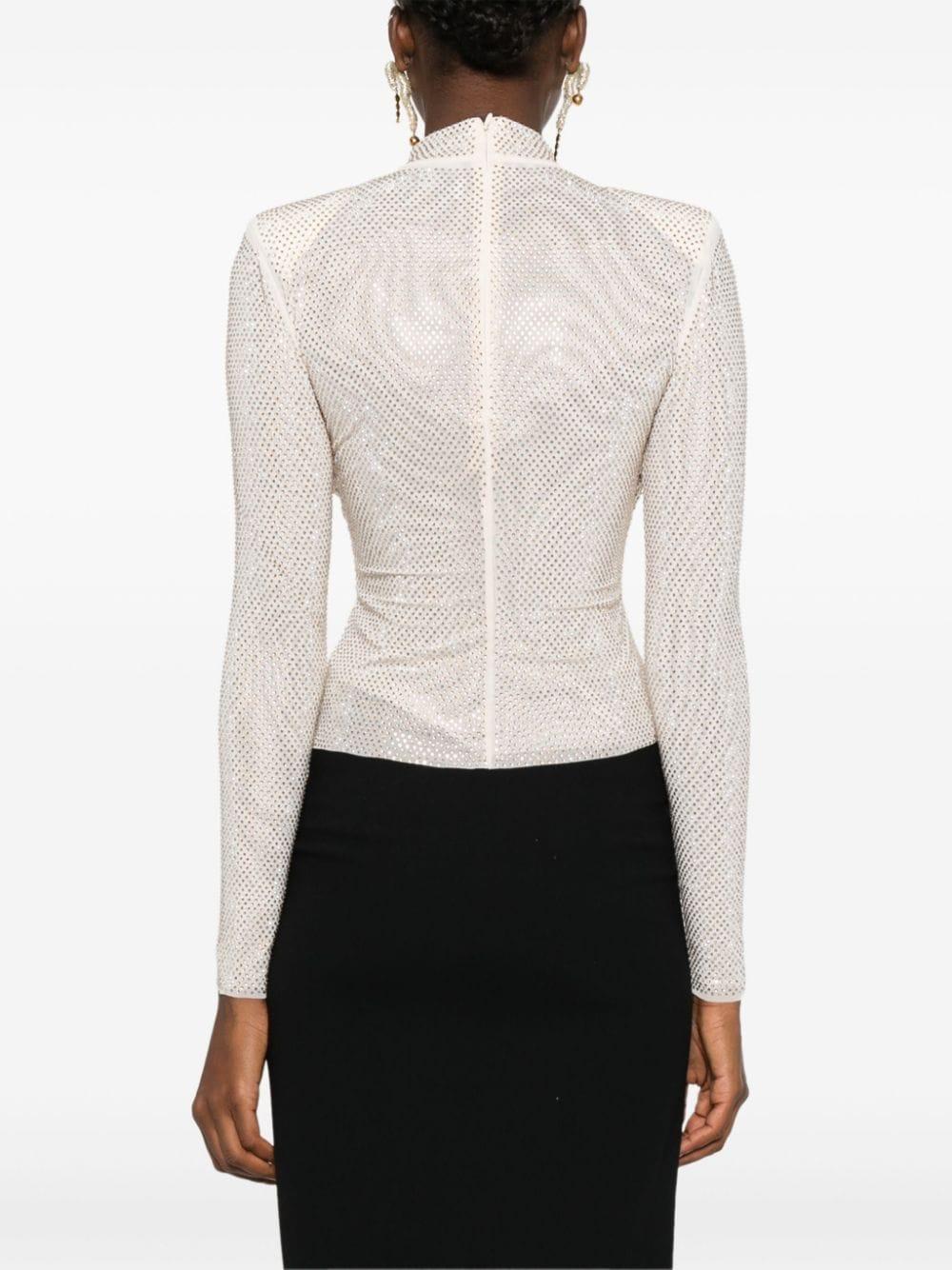 SELF PORTRAIT Rhinestone Mesh Top