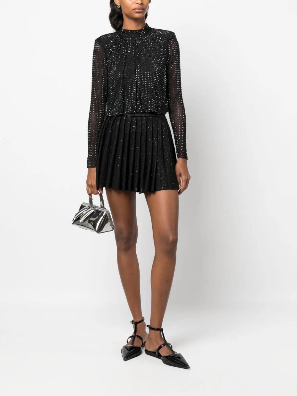 SELF PORTRAIT Rhinestone Mesh Top