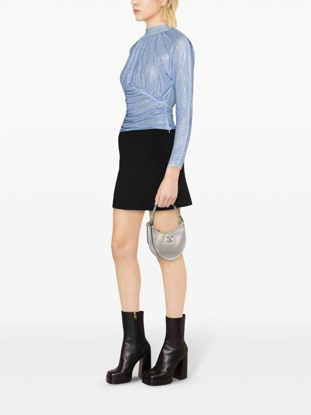 SELF PORTRAIT Rhinestone Mesh Top
