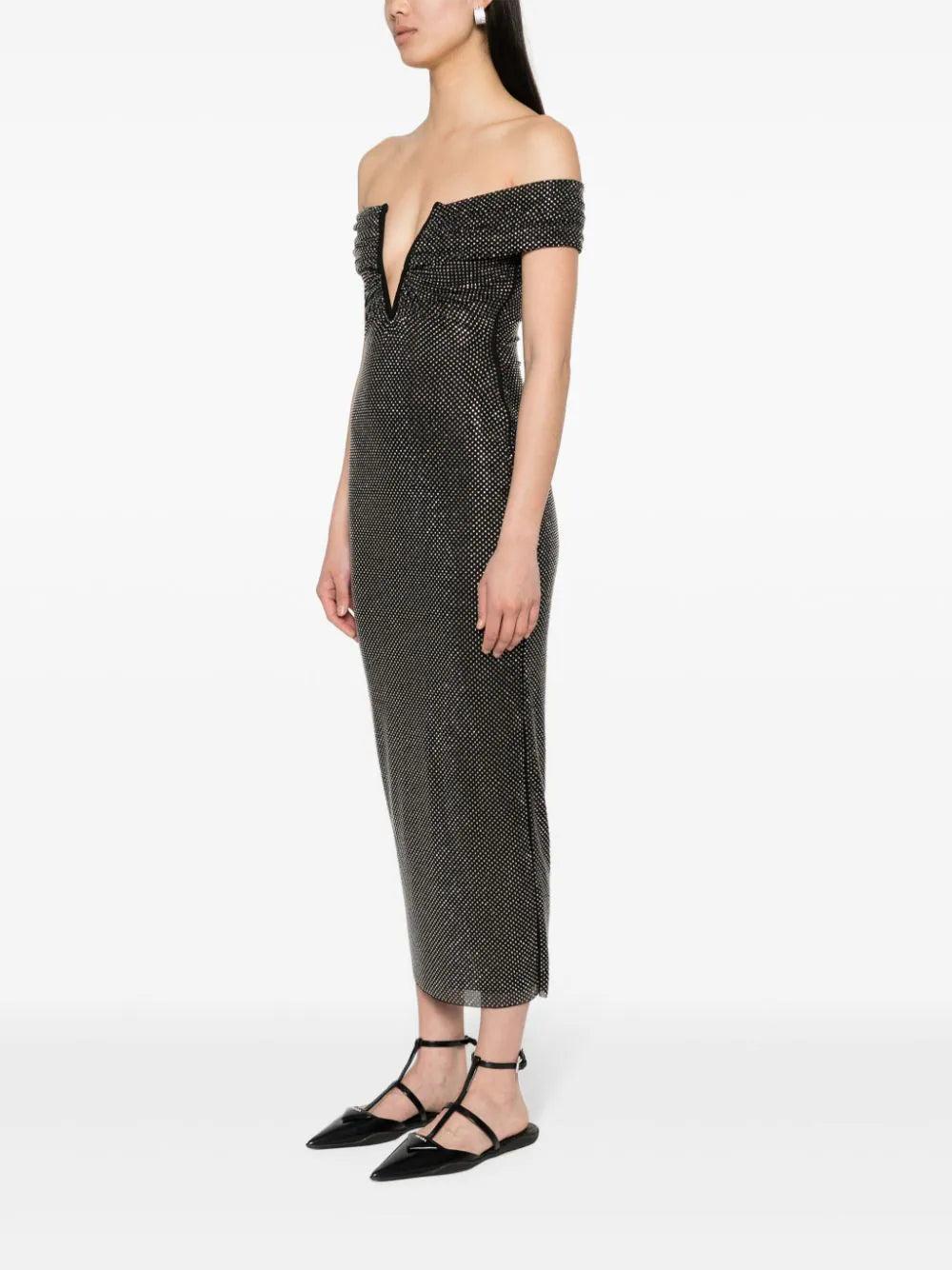 SELF PORTRAIT Rhinestone Midi Dress