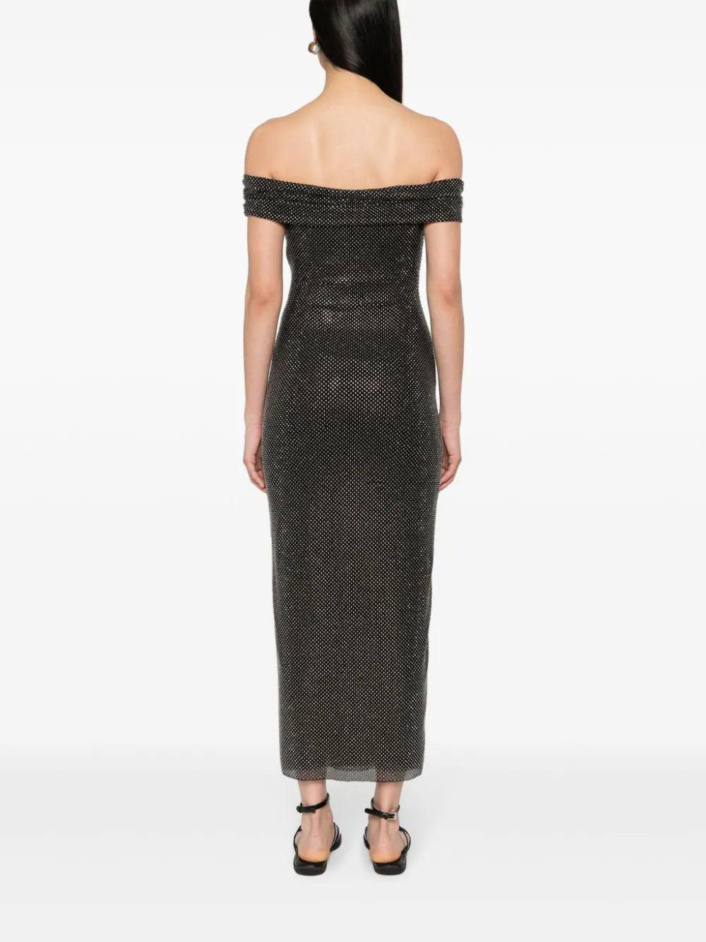 SELF PORTRAIT Rhinestone Midi Dress