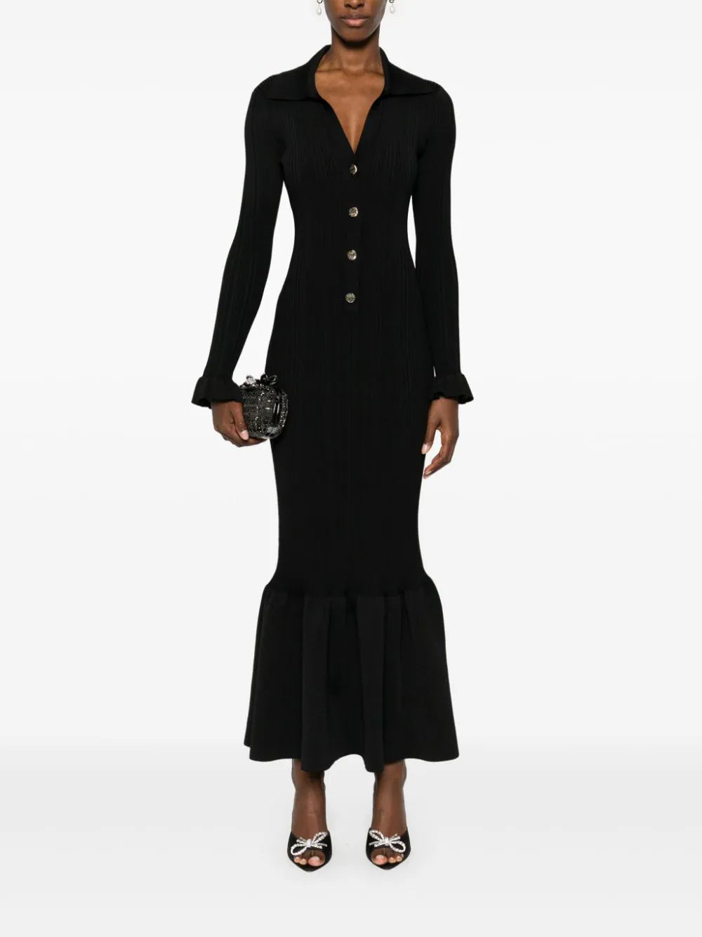 SELF PORTRAIT Ribbed Knit Midi Dress