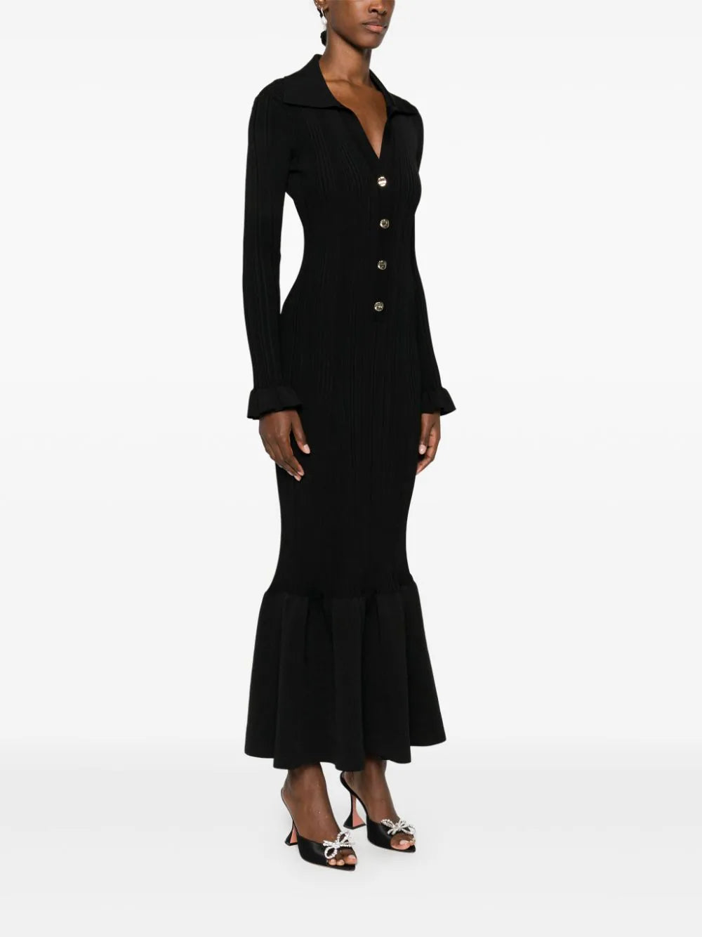 SELF PORTRAIT Ribbed Knit Midi Dress