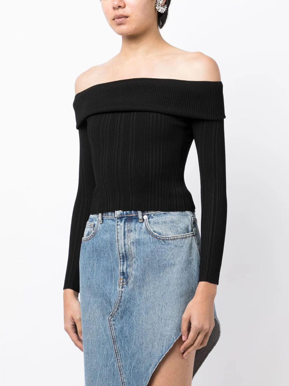 SELF PORTRAIT Ribbed Knit Top