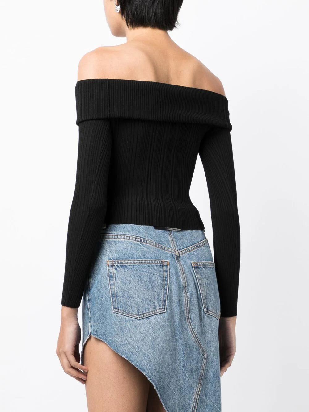SELF PORTRAIT Ribbed Knit Top