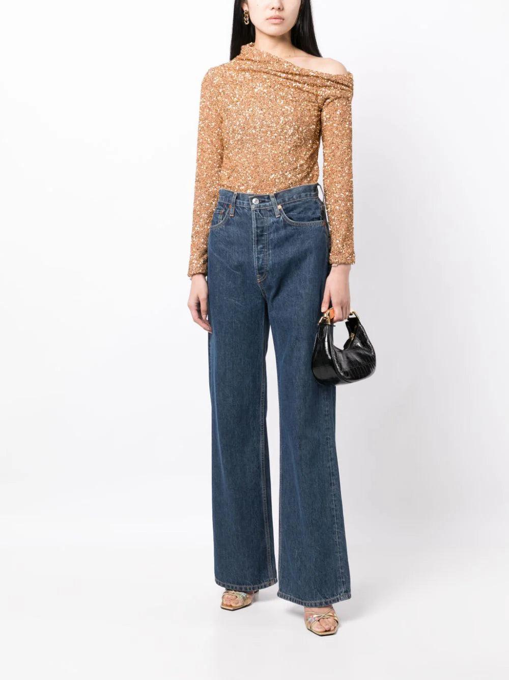 SELF PORTRAIT Sequin Asymmetric Top