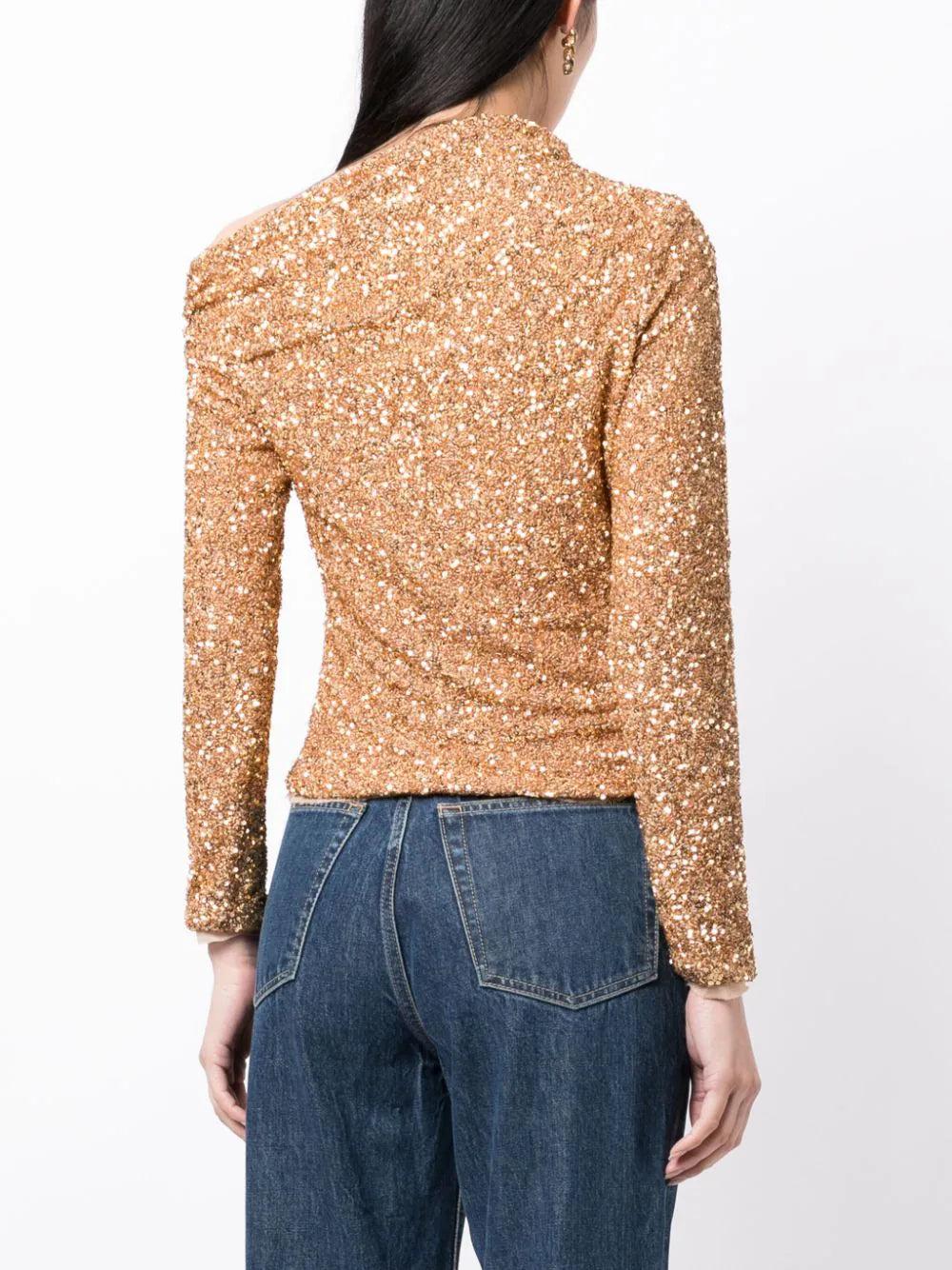 SELF PORTRAIT Sequin Asymmetric Top