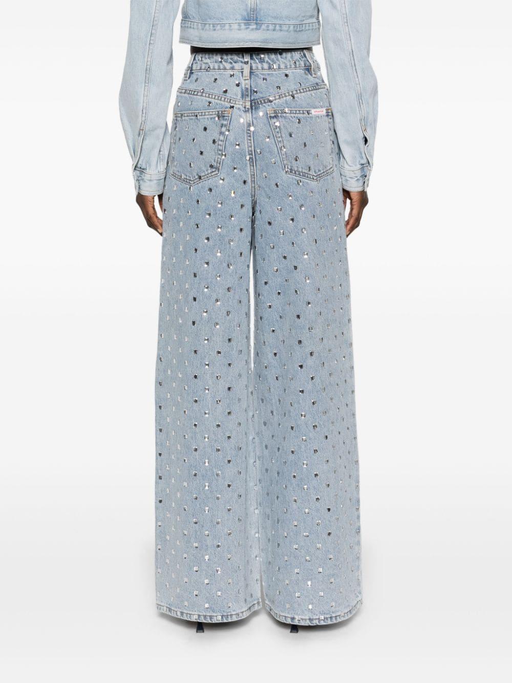 SELF PORTRAIT Square Rhinestones Denim Jeans