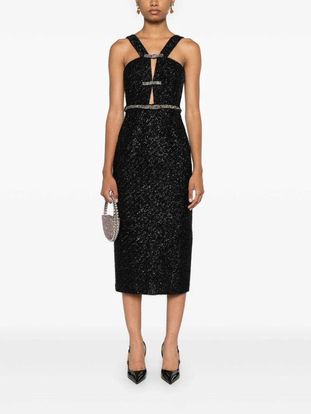 SELF PORTRAIT Tinsel Boucle Midi Dress