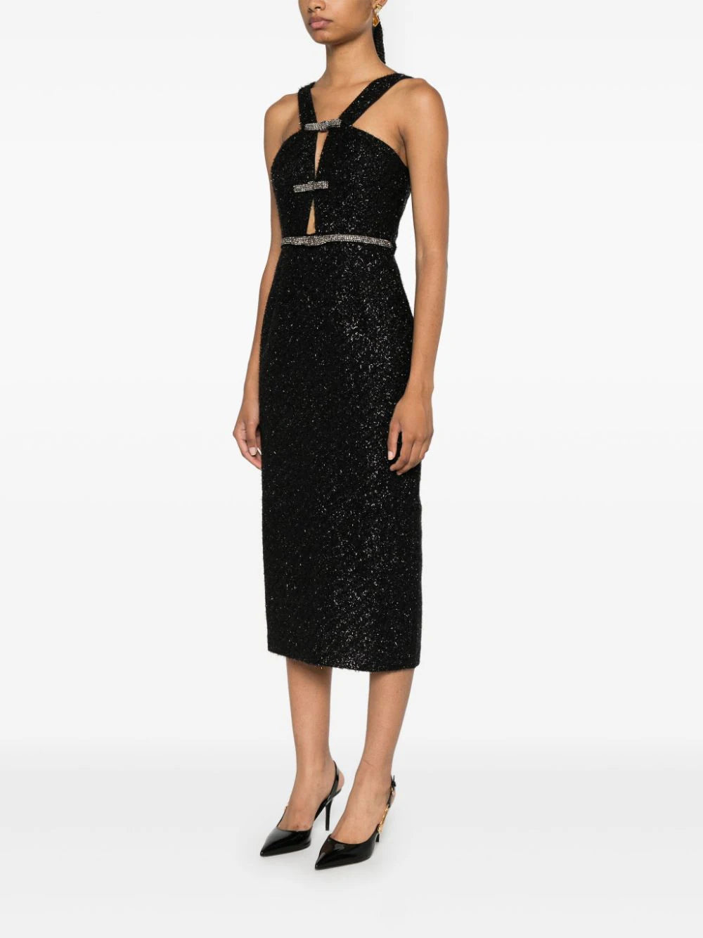 SELF PORTRAIT Tinsel Boucle Midi Dress