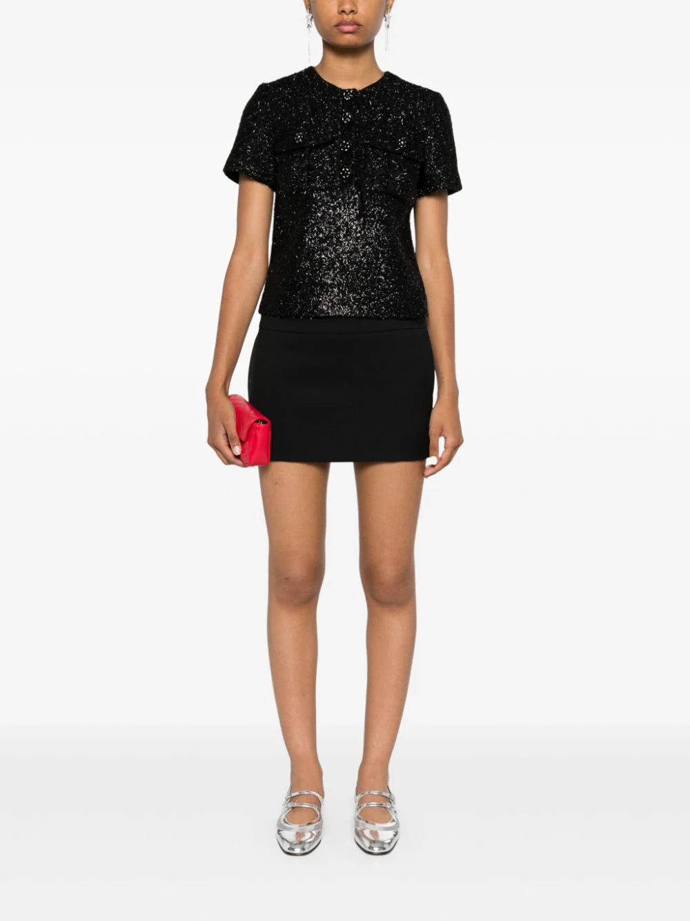 SELF PORTRAIT Tinsel Boucle Top