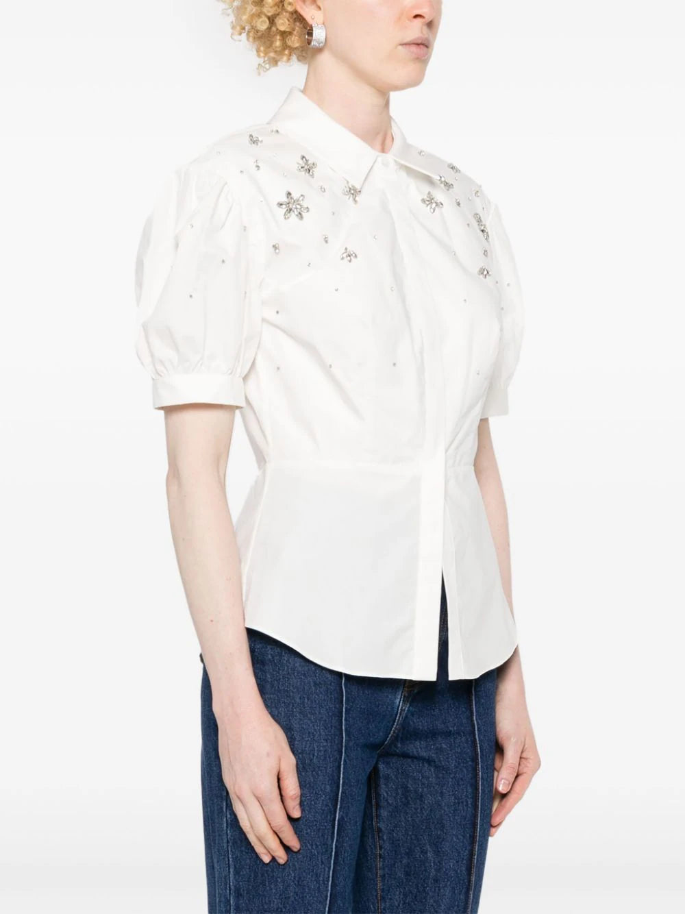 SELF PORTRAIT White Cotton Embellished Top