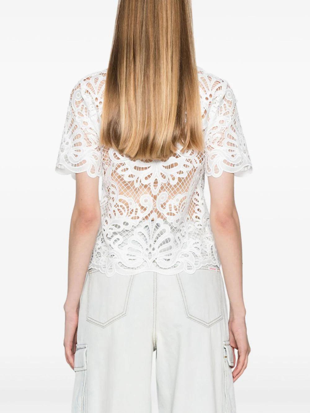 SELF PORTRAIT White Guipure Lace Top