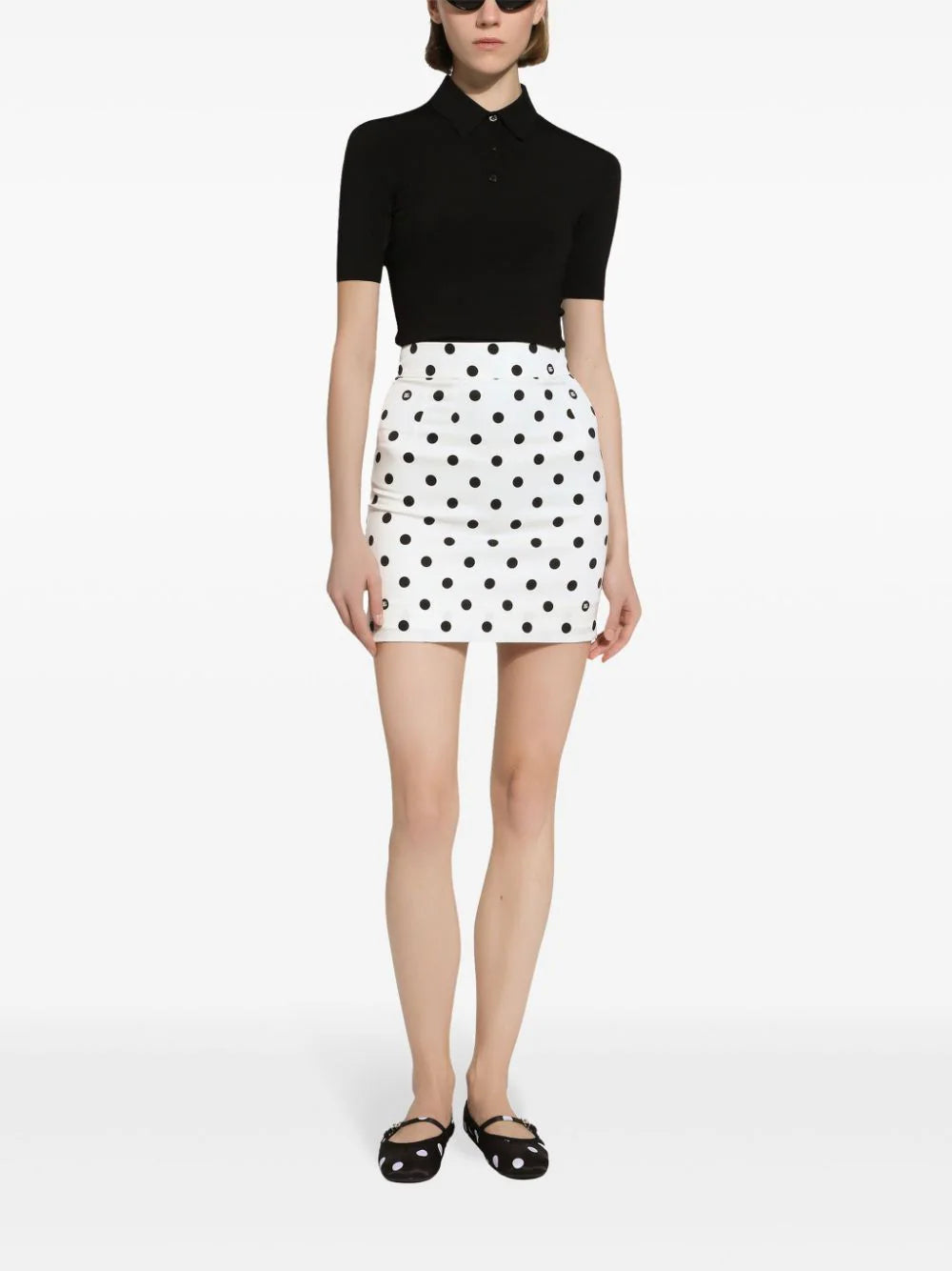 Dolce & Gabbana Short Charmeuse Skirt With Polka-dot Print