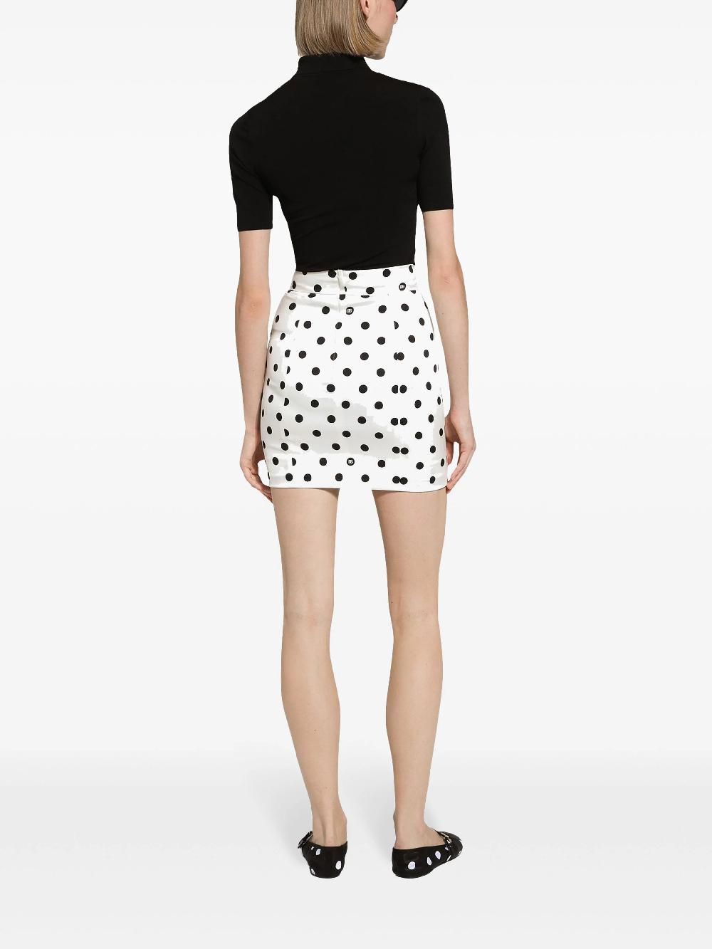 Dolce & Gabbana Short Charmeuse Skirt With Polka-dot Print
