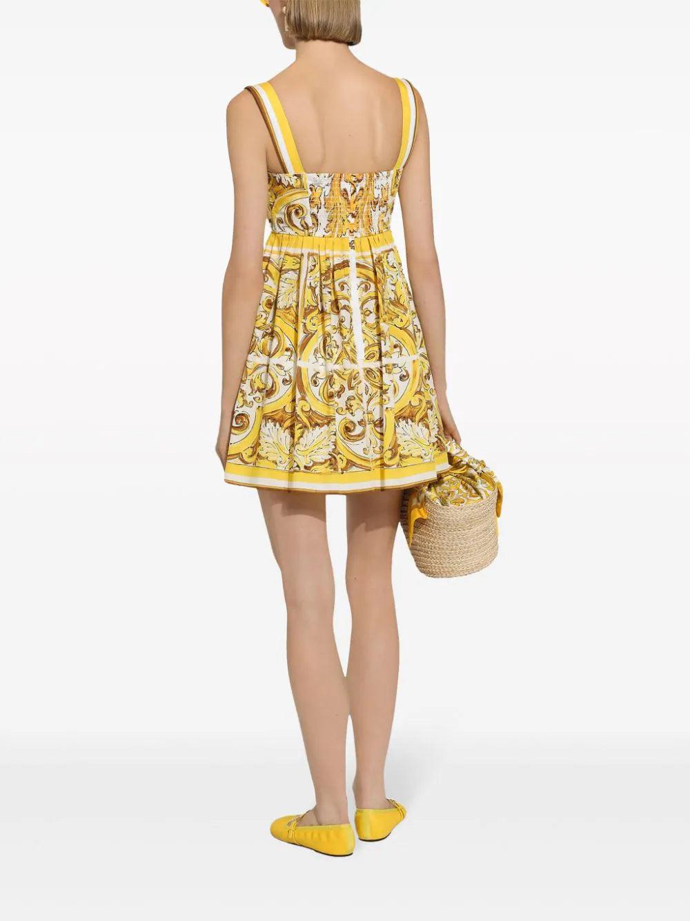 Dolce & Gabbana Short Dress With Corset Bodice In Majolica-print
