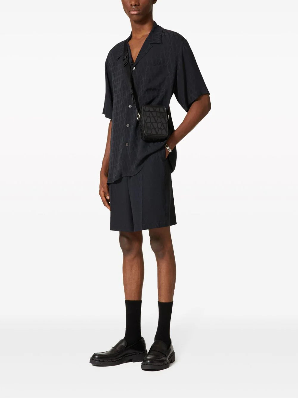 Valentino Garavani Silk Bermuda Shorts With All-over Toile Iconographe Motif