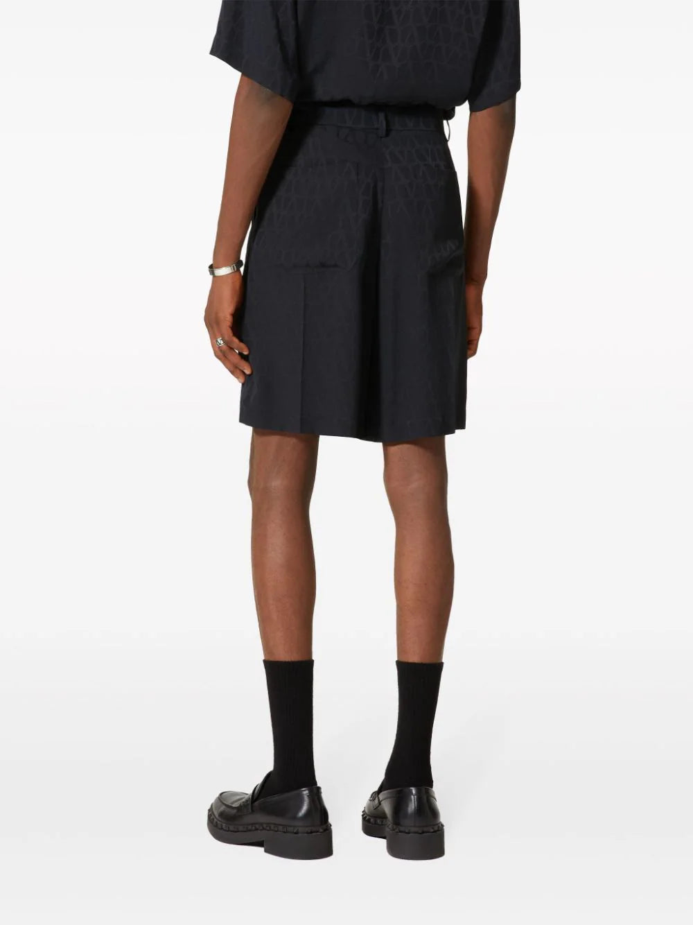 Valentino Garavani Silk Bermuda Shorts With All-over Toile Iconographe Motif