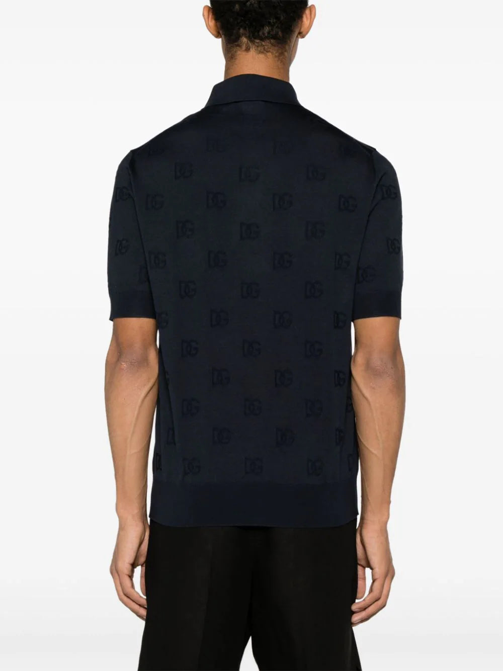 Dolce & Gabbana Silk Polo-shirt With All-over Dg Logo Embroidery