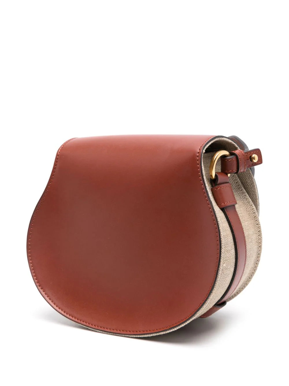 Chloé Small Saddle Marcie Bag In Linen And Soft Leather