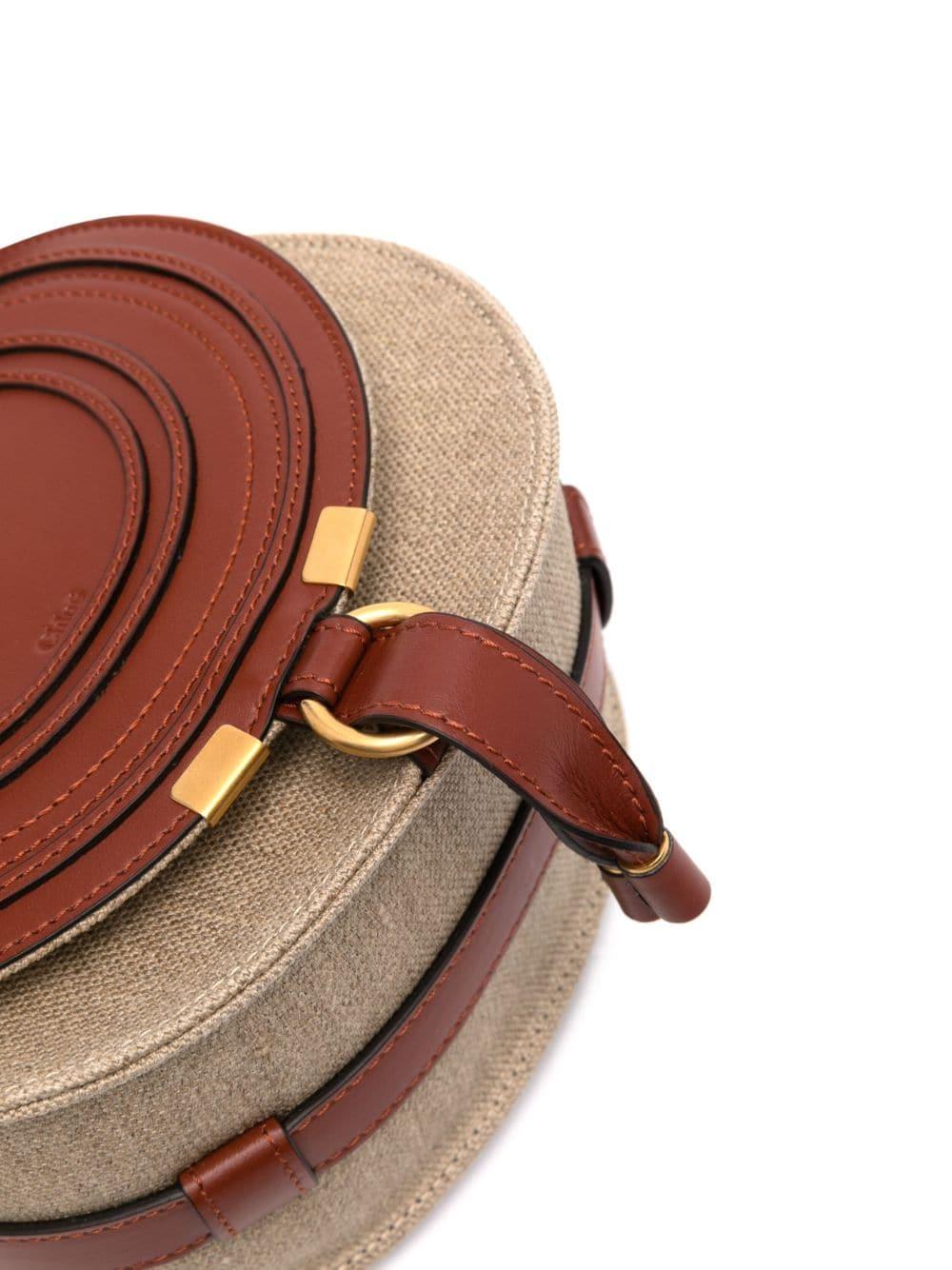 Chloé Small Saddle Marcie Bag In Linen And Soft Leather