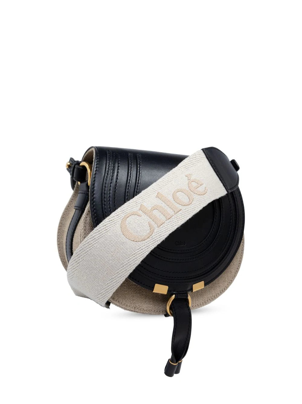 Chloé Small Saddle Marcie Bag In Linen And Soft Leather