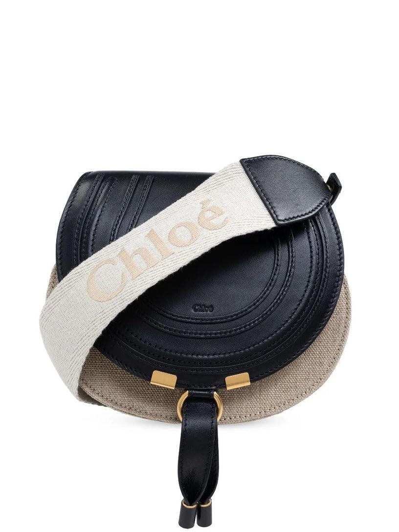 Chloé Small saddle marcie bag in linen and soft leather
