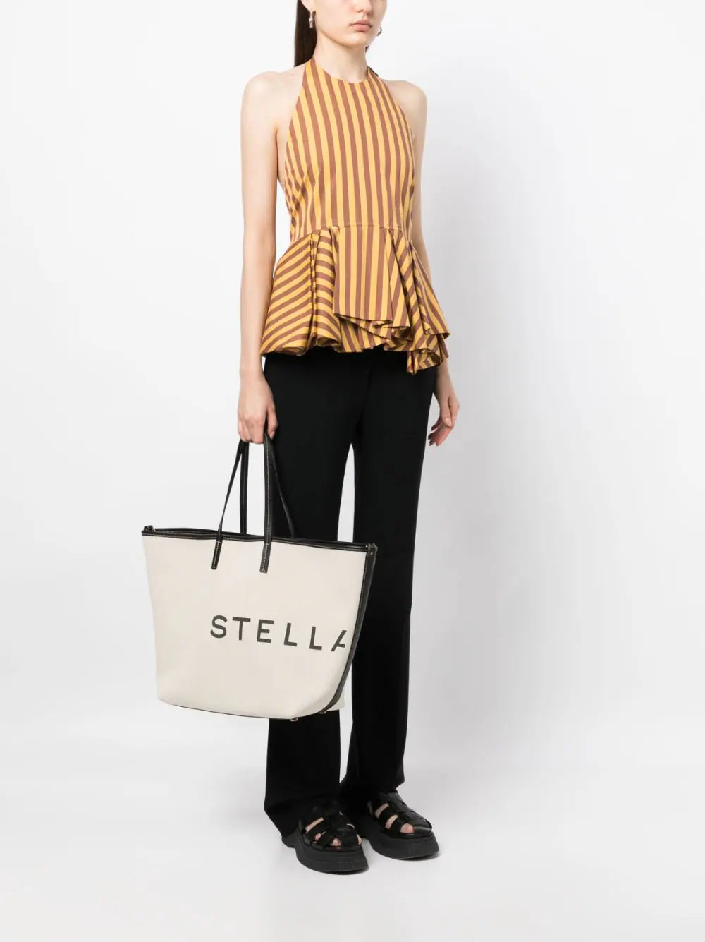 STELLA McCARTNEY Logo Canvas Beach Tote Bag