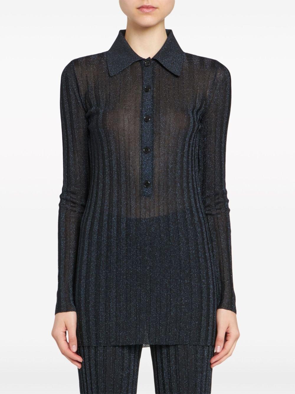 STELLA McCARTNEY Lurex Rib Knit Polo Top