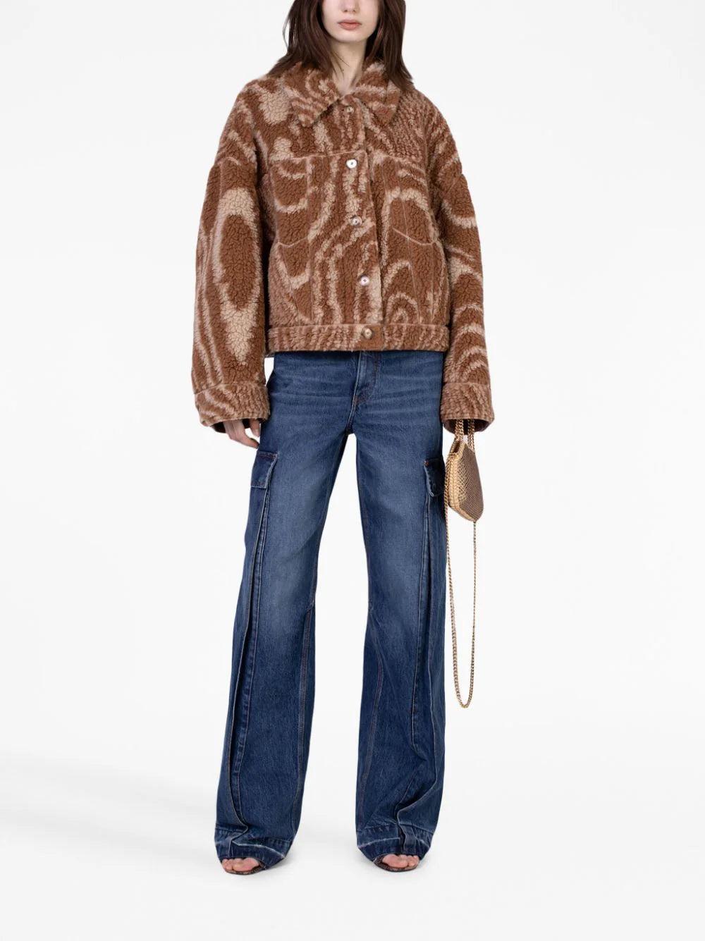 STELLA McCARTNEY Woodgrain Print Teddy Jacket
