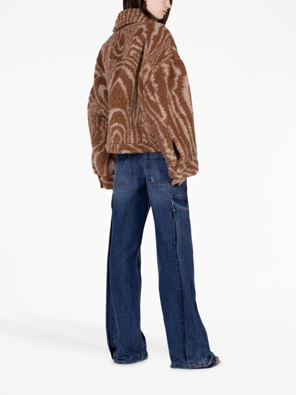 STELLA McCARTNEY Woodgrain Print Teddy Jacket