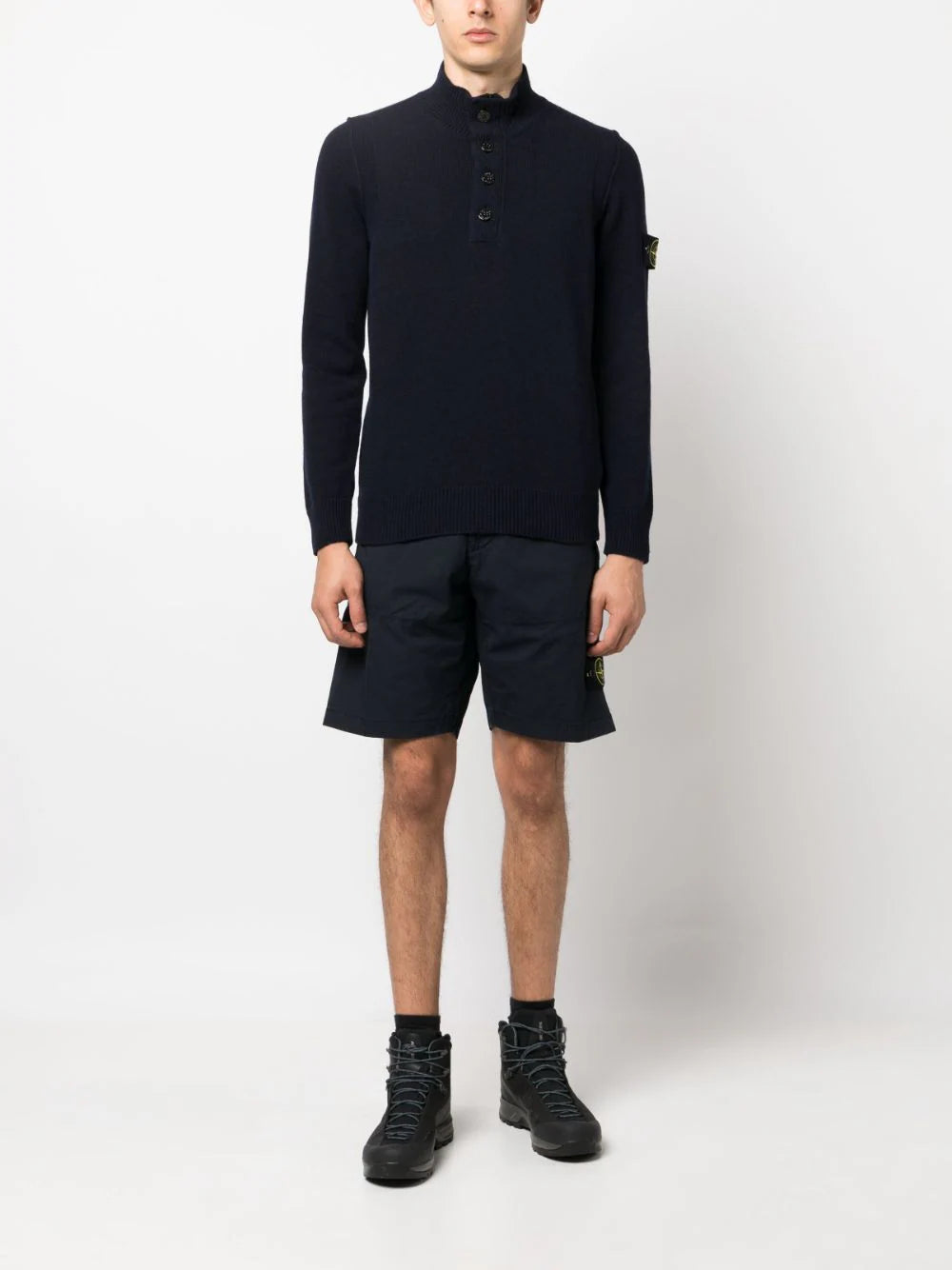 STONE ISLAND Compass-patch Buttoned-up Jumper