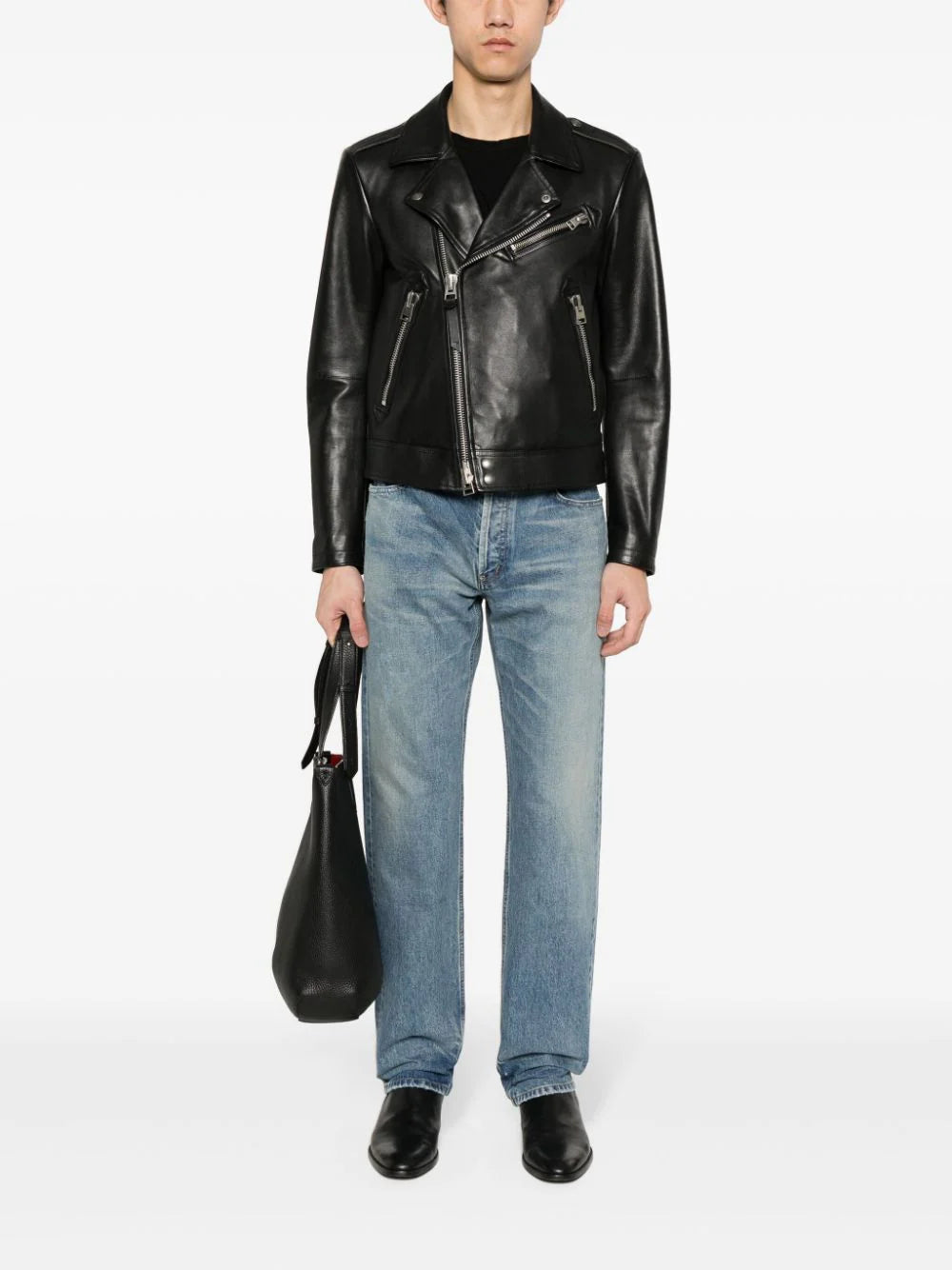 Saint Laurent Straight Leg Jeans In Charlotte Blue Denim