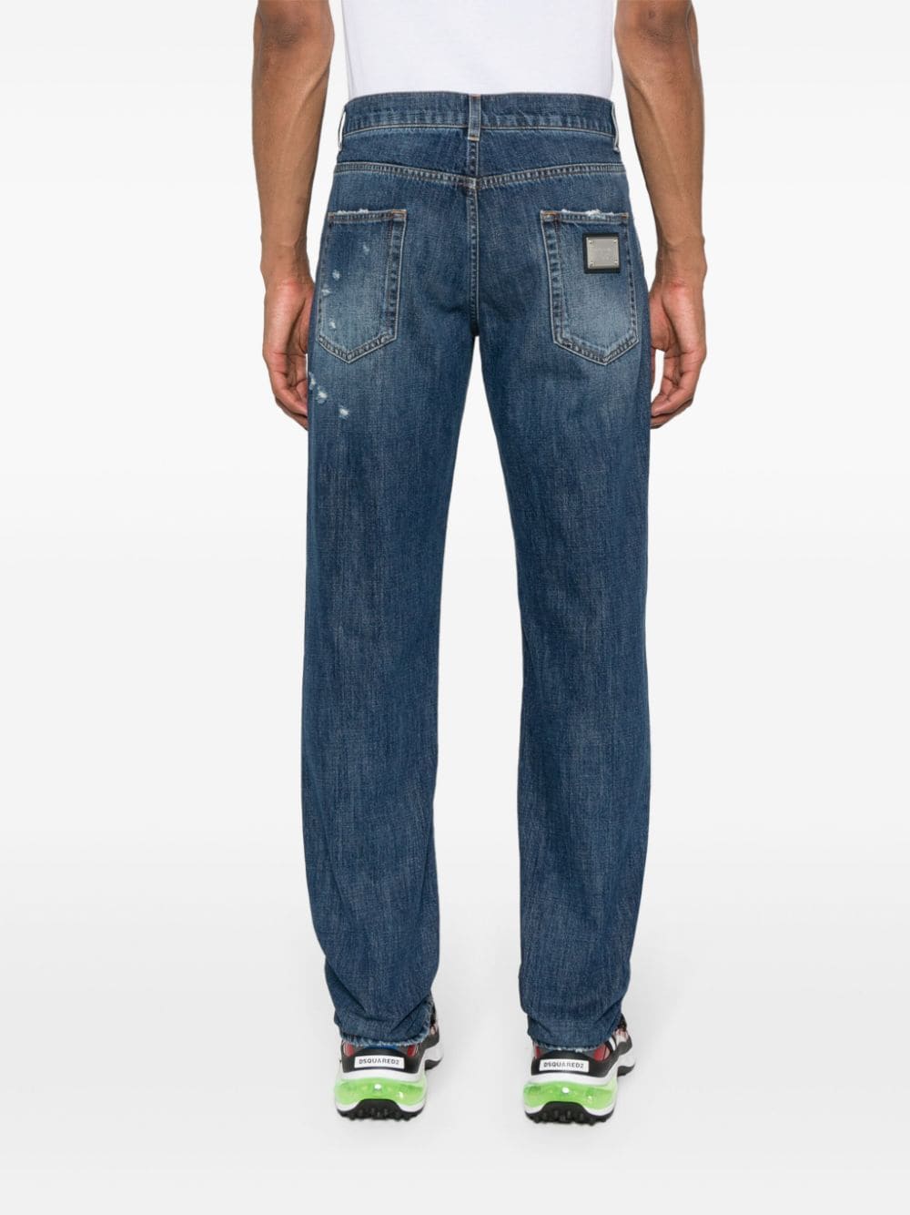 Dolce & Gabbana Straight Leg Jeans With Ripped Details