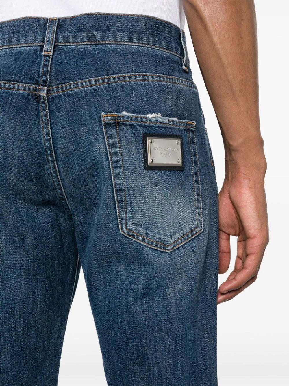 Dolce & Gabbana Straight Leg Jeans With Ripped Details