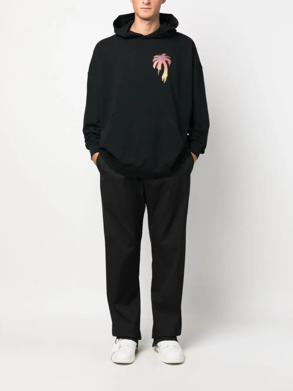 PALM ANGELS Straight Trousers With Monogram Embroidery