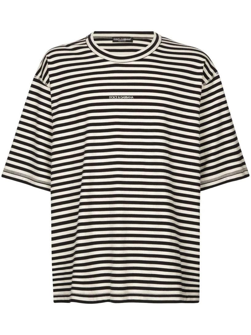 Dolce & Gabbana Striped cotton t-shirt with dolce&gabbana logo