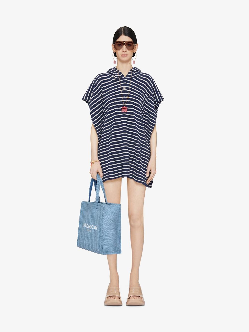 Givenchy Striped Poncho In Cotton Towelling With 4g Detail