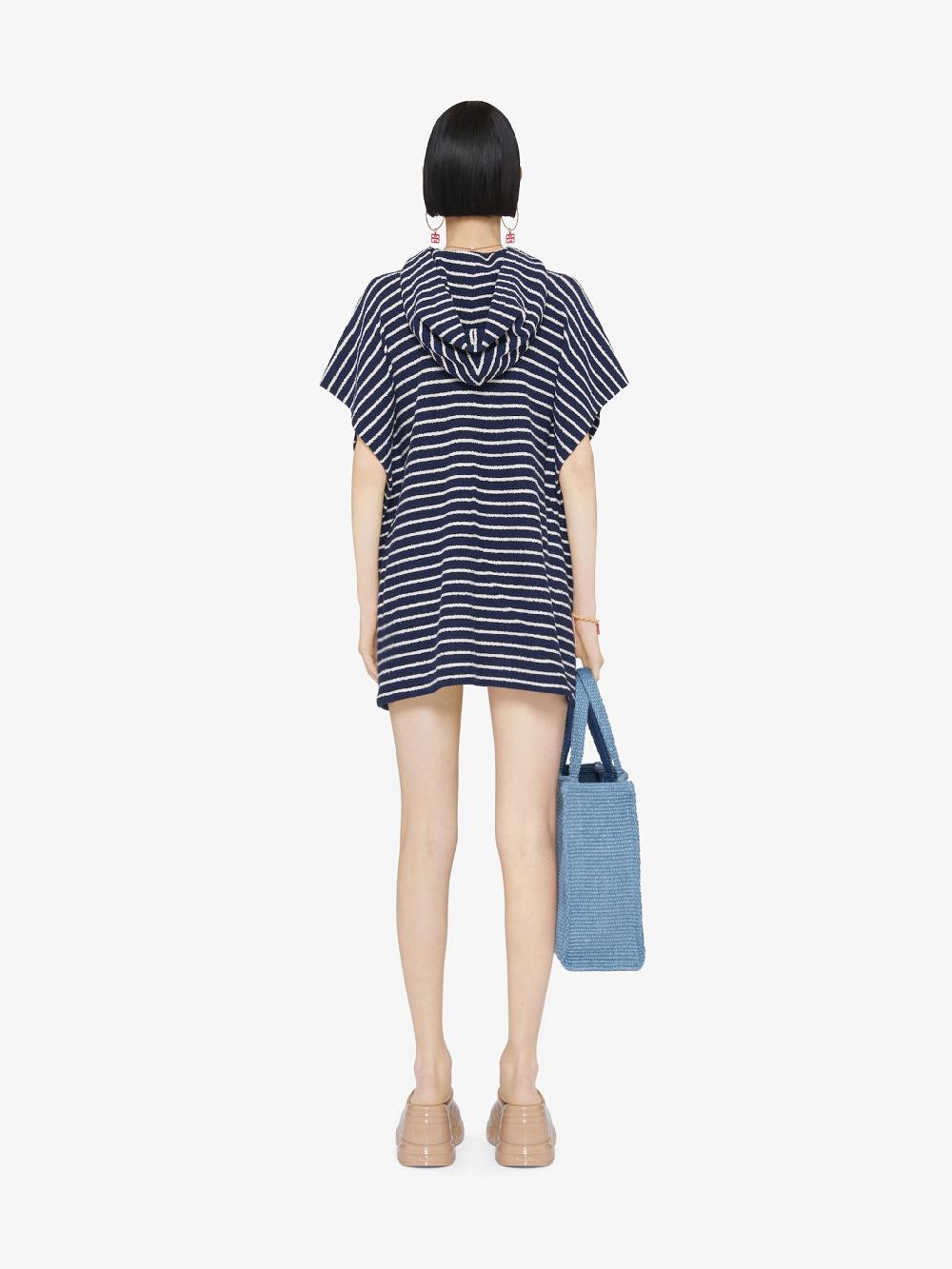 Givenchy Striped Poncho In Cotton Towelling With 4g Detail
