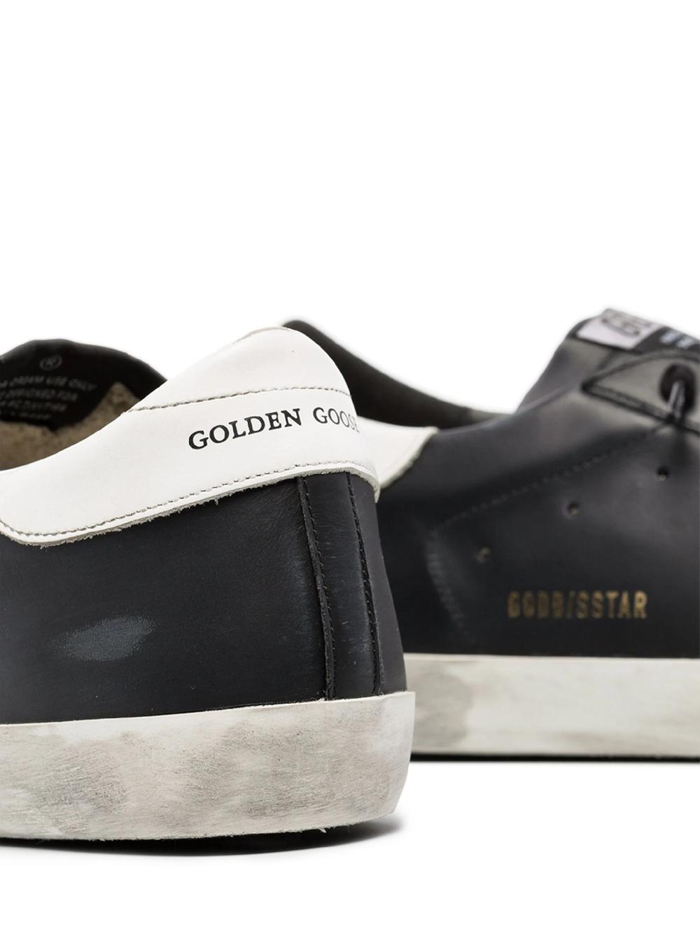 Golden Goose Super-star In Black Leather With White Leather Star And Heel Tab