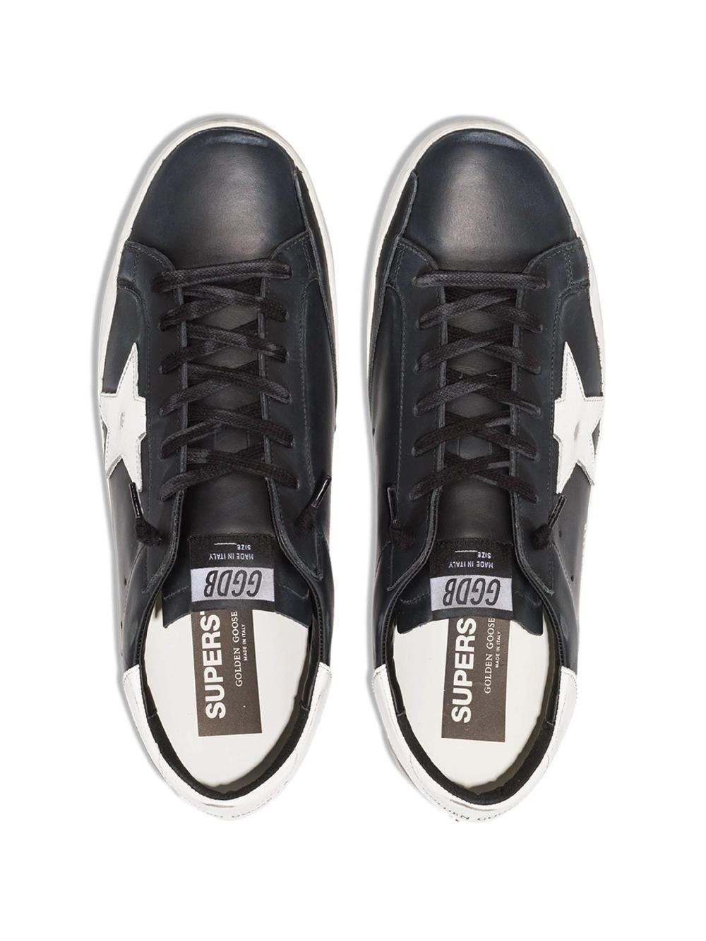 Golden Goose Super-star In Black Leather With White Leather Star And Heel Tab