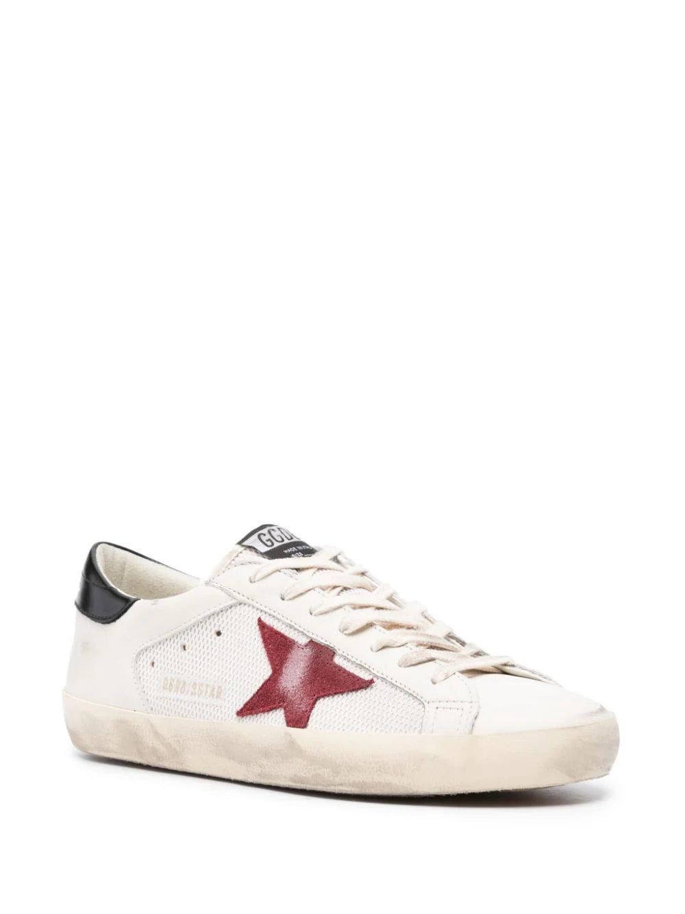 Golden Goose Super-star In White Mesh With Suede Star And Leather Heel Tab
