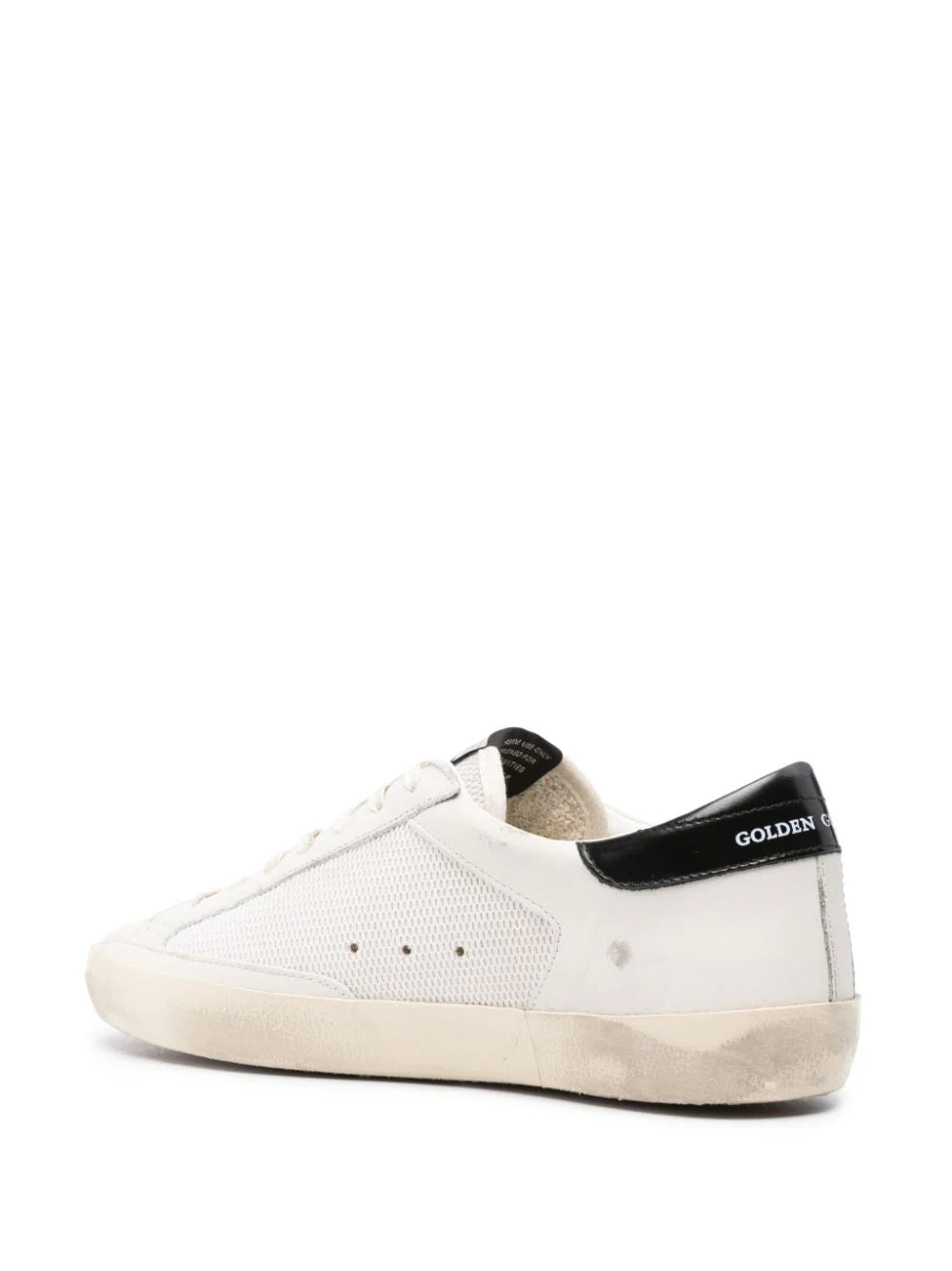 Golden Goose Super-star In White Mesh With Suede Star And Leather Heel Tab